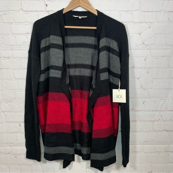 jack Sweaters - Jack Sweater Womens Size Large Black Red Gray Open Cardigan Striped NWT